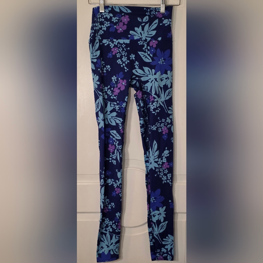 K-DEER Blue and Purple Floral Leggings